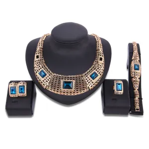 New Electroplating Alloy Gemstone Jewelry Set