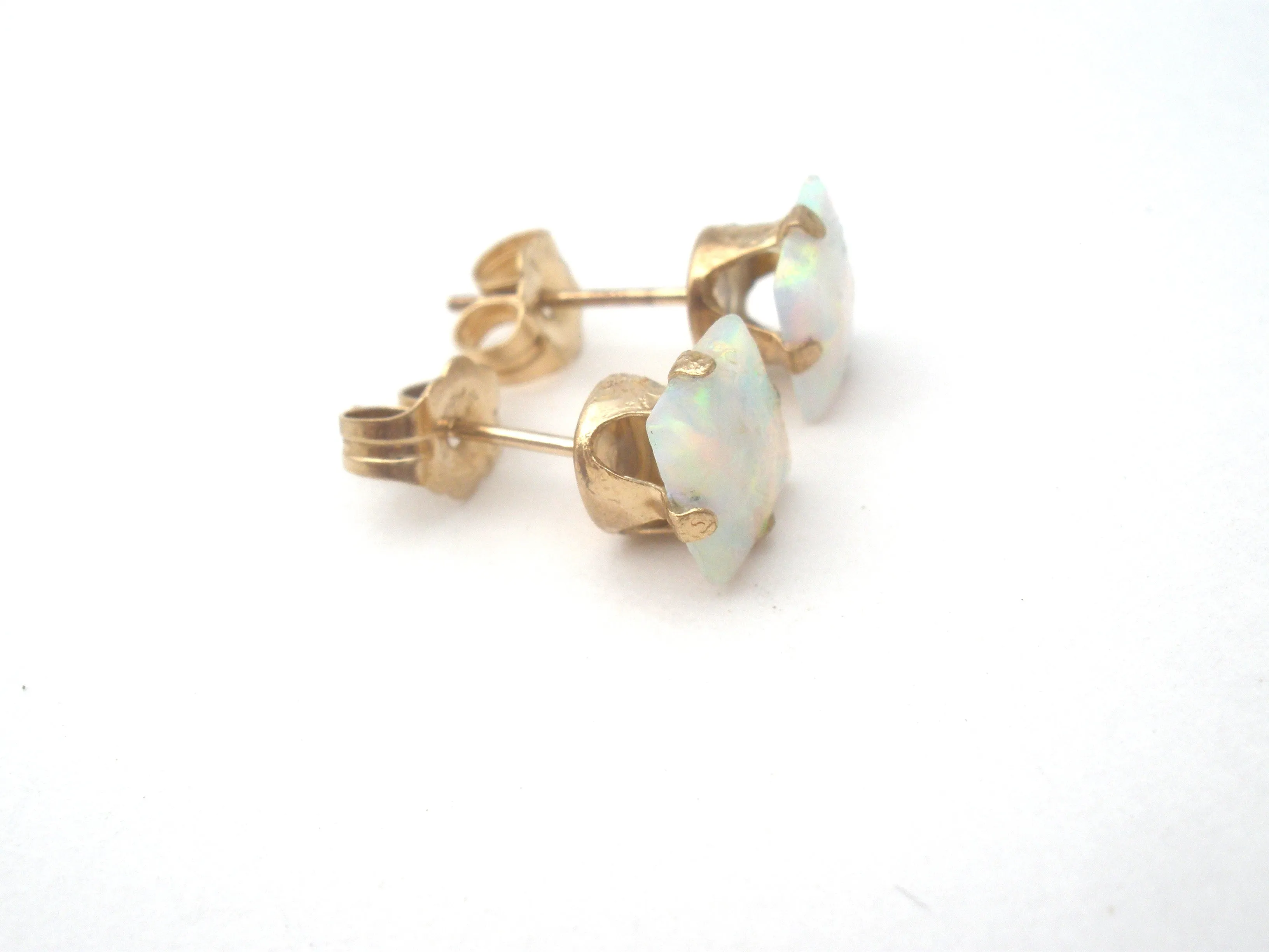 Opal Earrings 10K Gold Studs Vintage