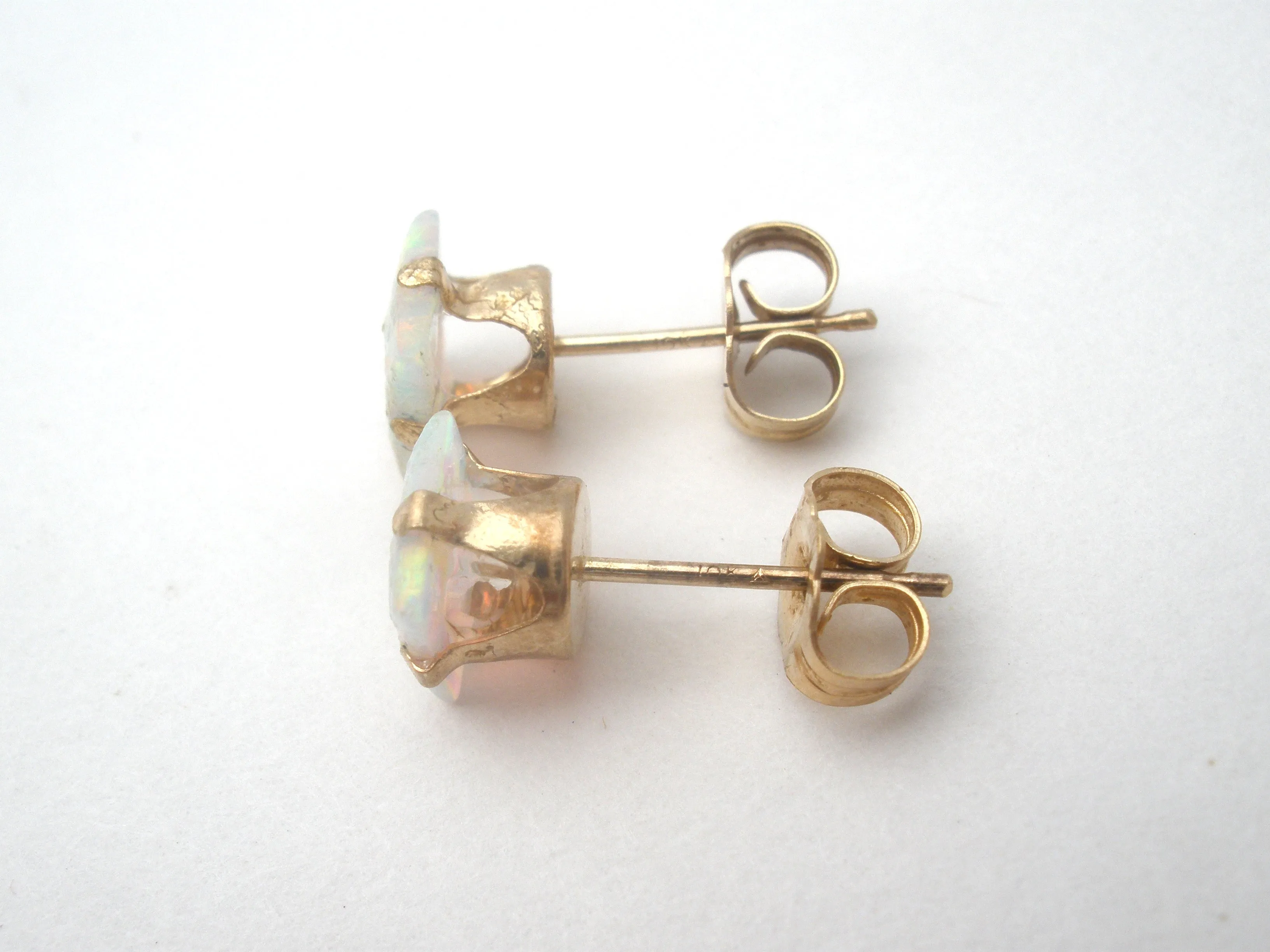 Opal Earrings 10K Gold Studs Vintage