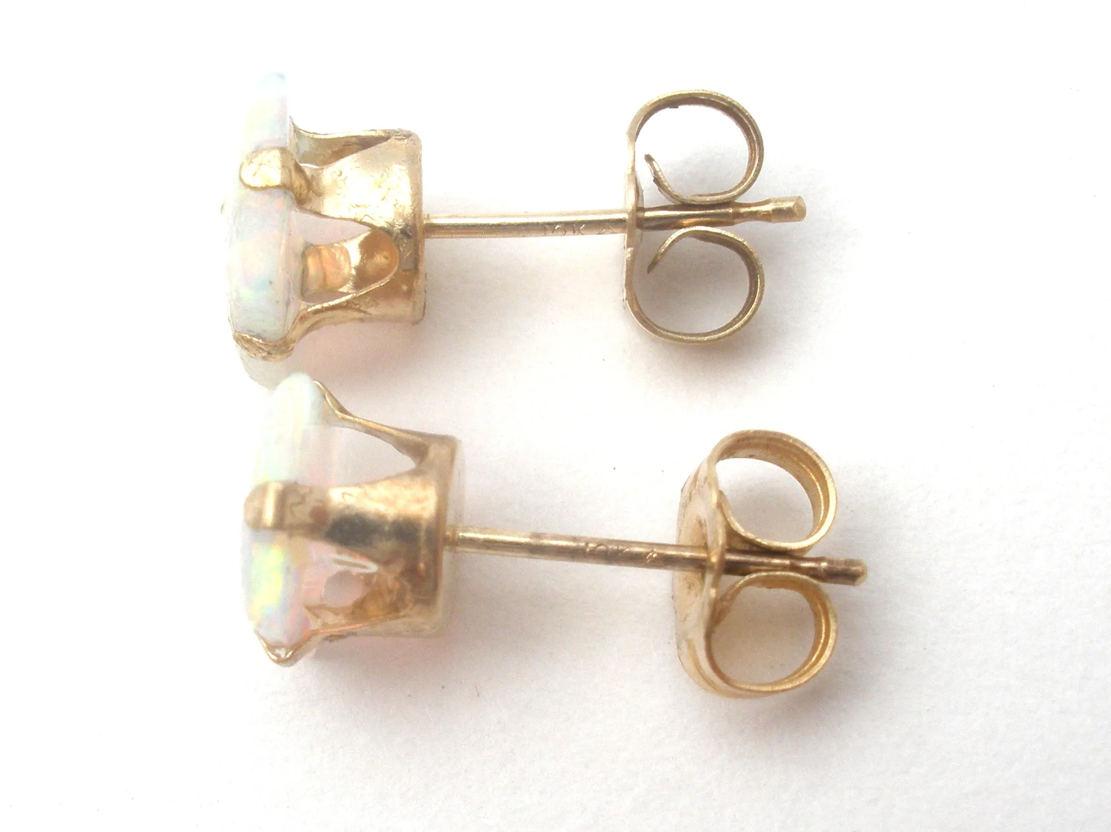 Opal Earrings 10K Gold Studs Vintage