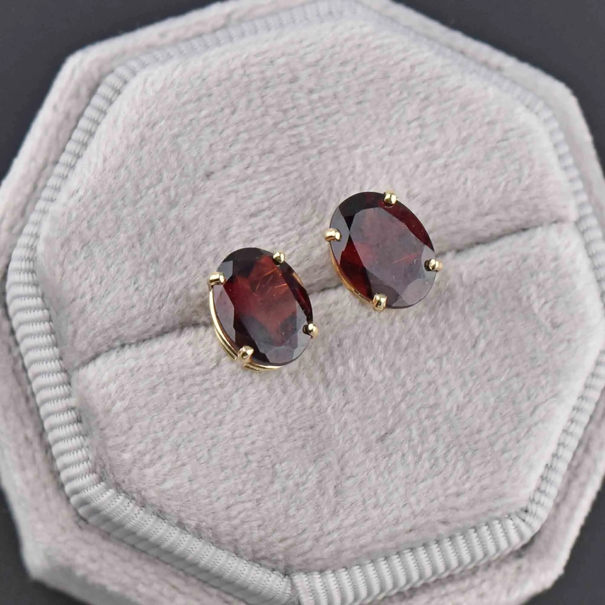 Oval 14K Gold 4.4 CTW Garnet Stud Earrings