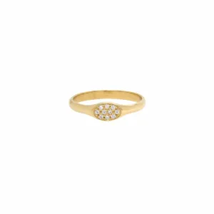 Oval Pavé CZ Signet Ring