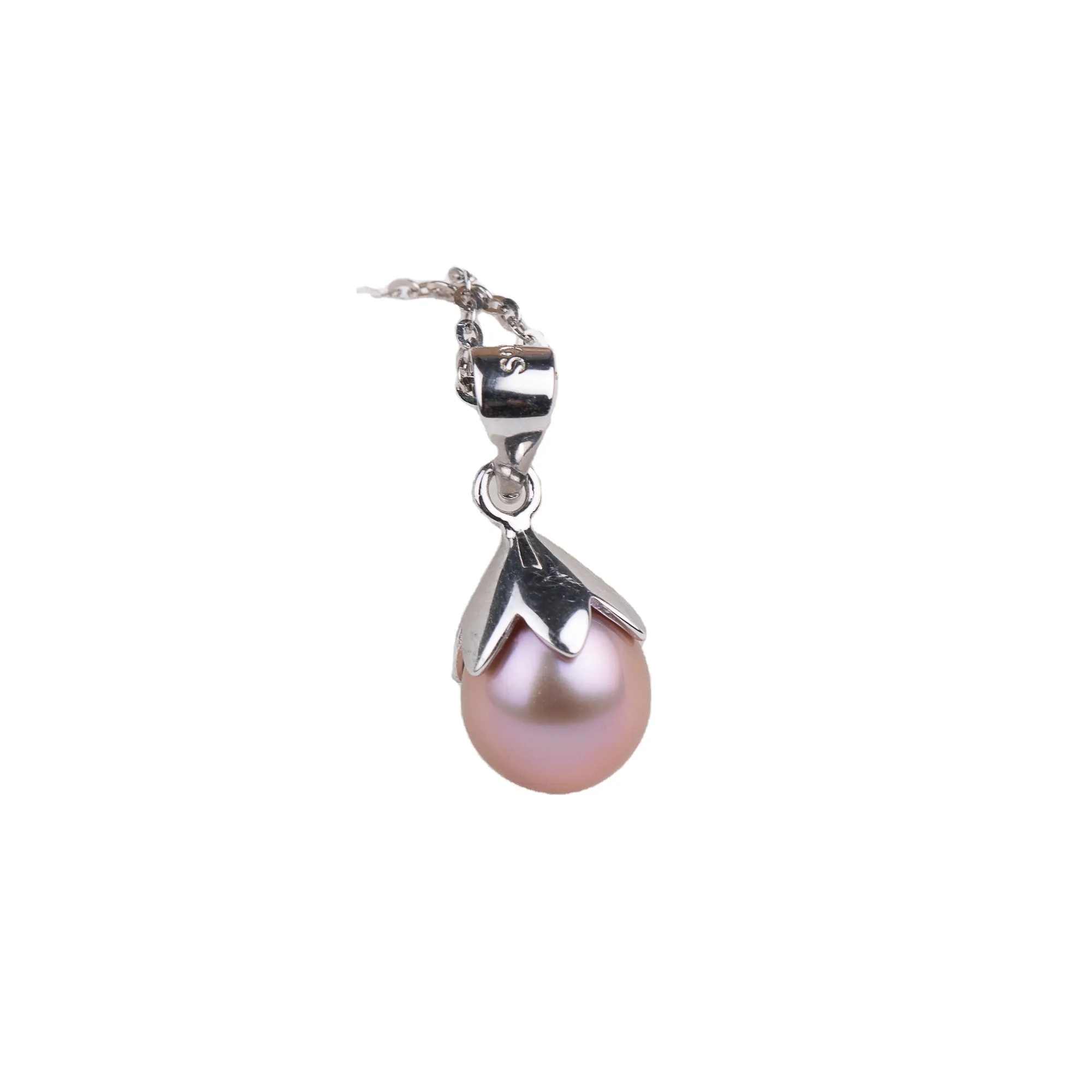 P030558 DIY 7-11mm Natural Freshwater pearl pendant accessory 925 sterling silver engagement jewelry necklace for women