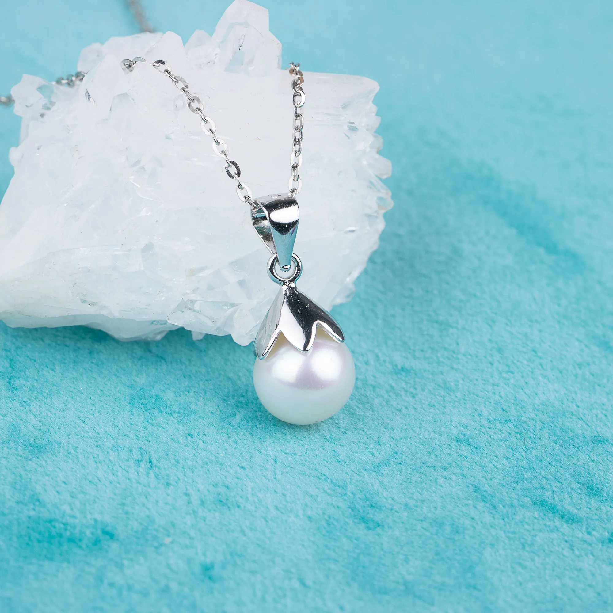 P030558 DIY 7-11mm Natural Freshwater pearl pendant accessory 925 sterling silver engagement jewelry necklace for women