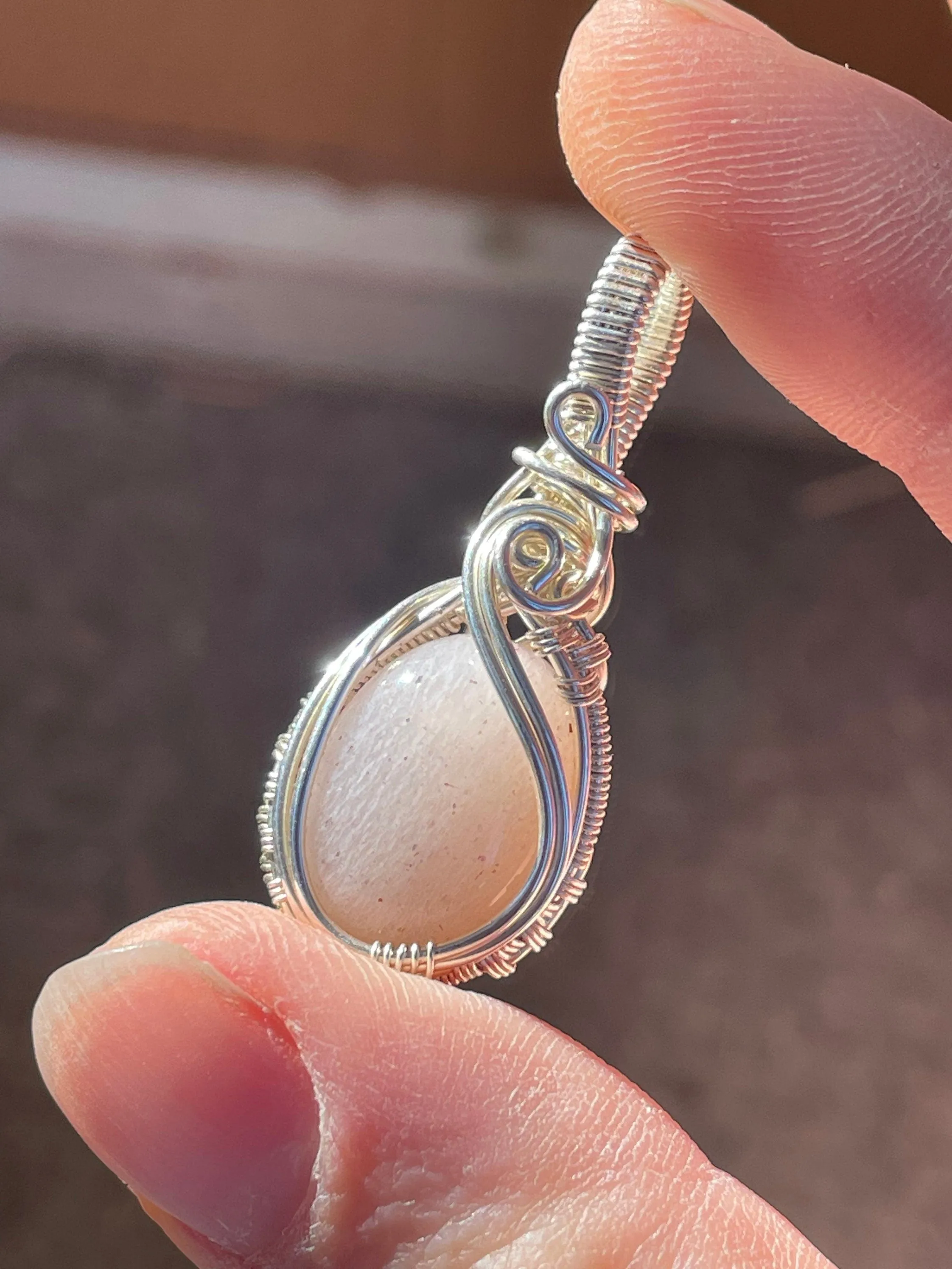 Peach Moonstone In Sterling Silver