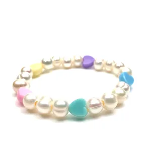 PEARL/HEART STRETCH BRACELET