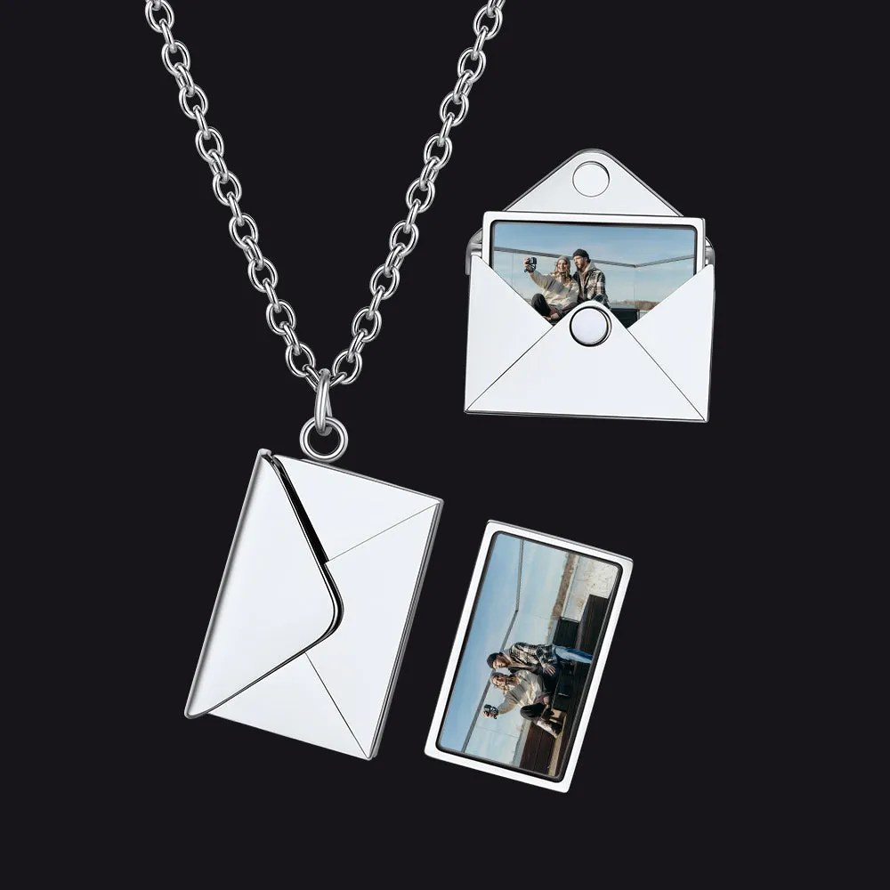 Personalized Love Letter Picture Locket Necklace Gifts for Couple Family Friend