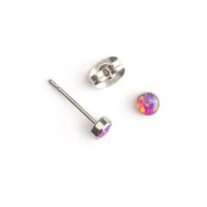 Pink Opal Titanium Stud Earrings