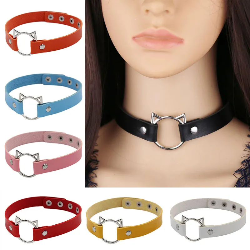 PU Cat Ear Choker Necklace