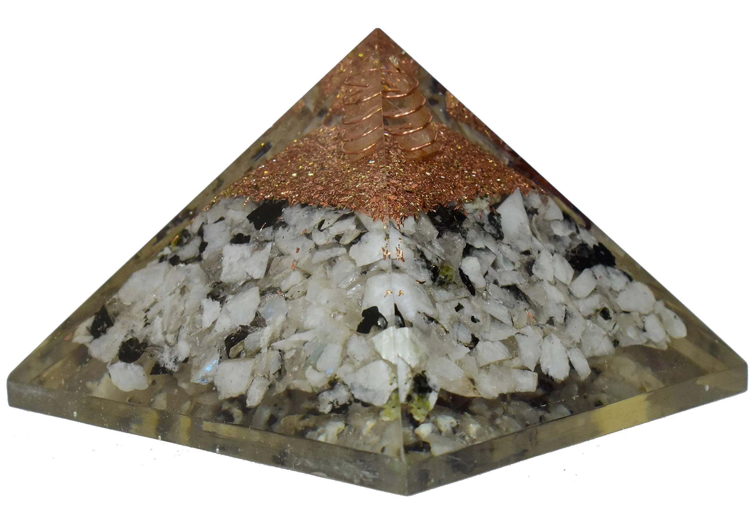 Pyramid Tatva Orgonite Pyramid - Rainbow Moonstone Orgonite Size - 3-3.5 inch Natural Chakra Balancing Healing Crystal Stone