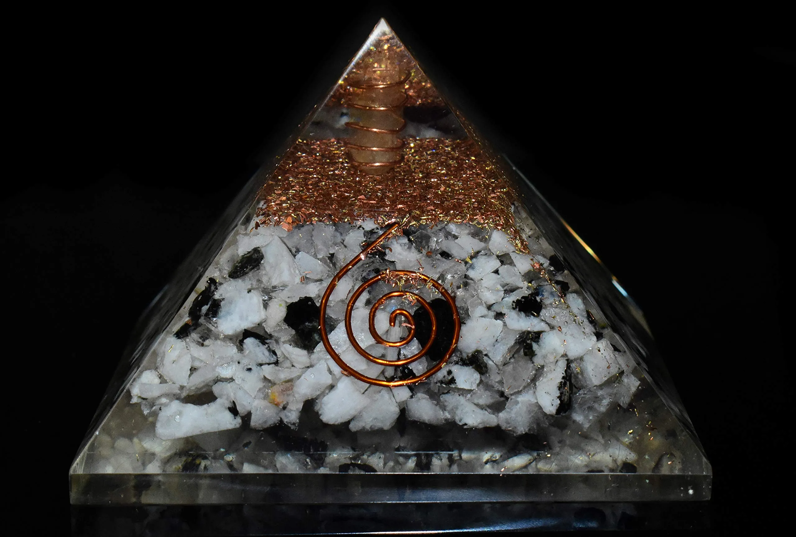 Pyramid Tatva Orgonite Pyramid - Rainbow Moonstone Orgonite Size - 3-3.5 inch Natural Chakra Balancing Healing Crystal Stone