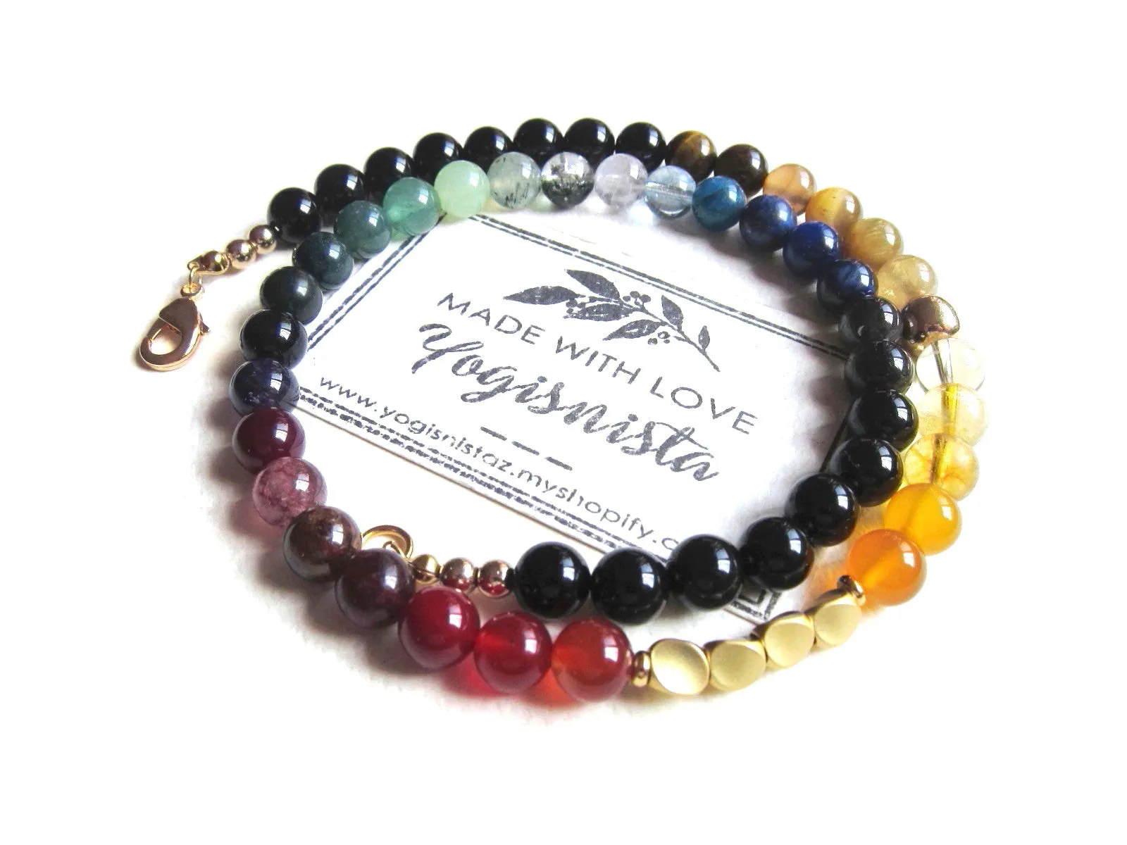 Rainbow Candy Choker Necklace, Multi Gemstones Beaded Necklace