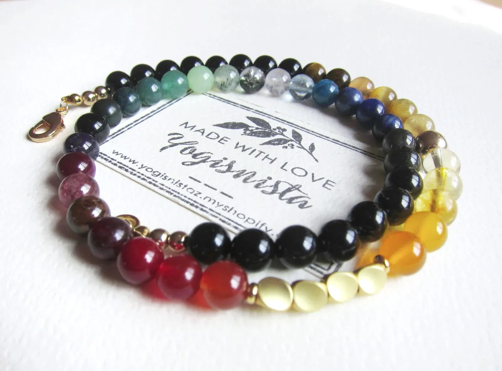 Rainbow Candy Choker Necklace, Multi Gemstones Beaded Necklace