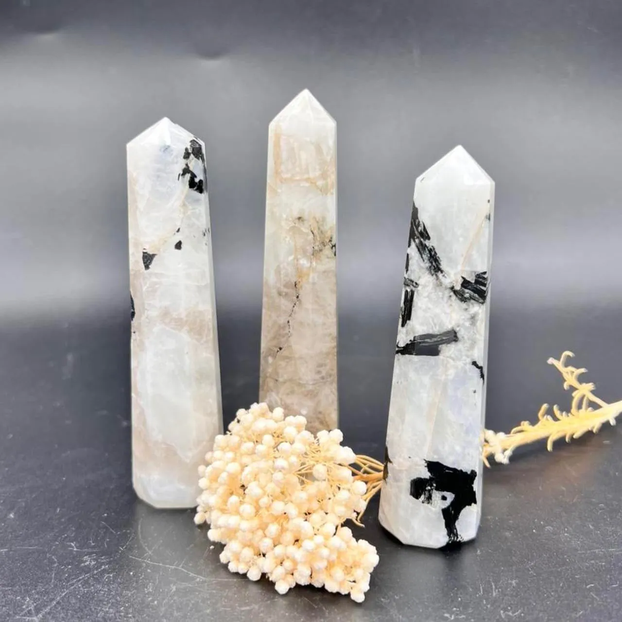 Rainbow Moonstone  Crystal Tower Point Obelisk