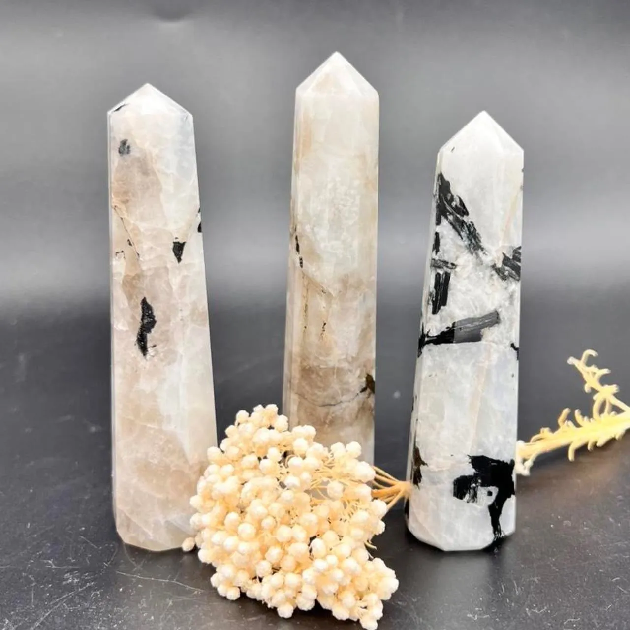 Rainbow Moonstone  Crystal Tower Point Obelisk