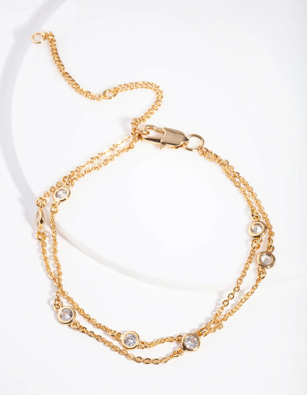 Real Gold Plated Double Row Crystal Bracelet