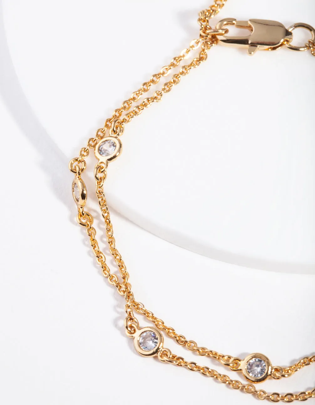 Real Gold Plated Double Row Crystal Bracelet