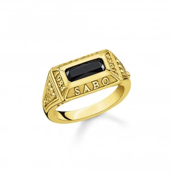 Rebel At Heart Gold Plated Black College Ring TR2243-966-11