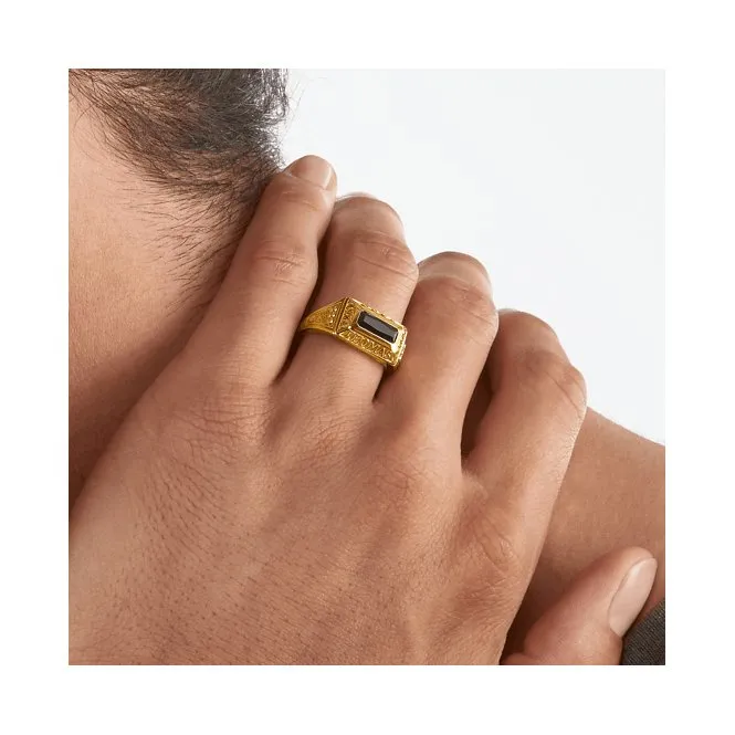 Rebel At Heart Gold Plated Black College Ring TR2243-966-11