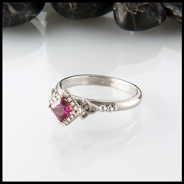 Rhodolite Garnet Halo Ring