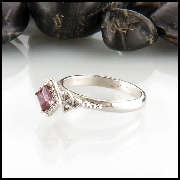 Rhodolite Garnet Halo Ring