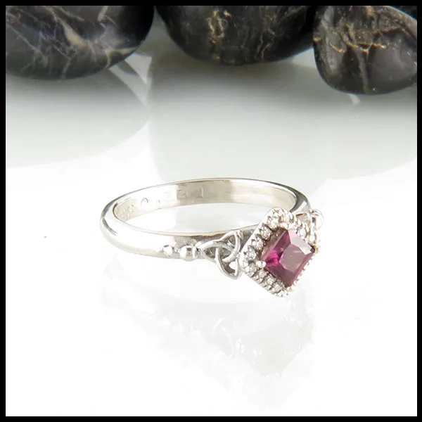 Rhodolite Garnet Halo Ring