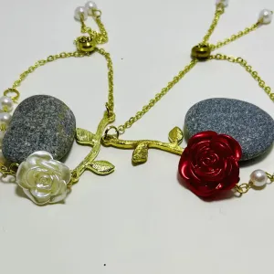 Rose adjustable bracelet, 10k golden plated