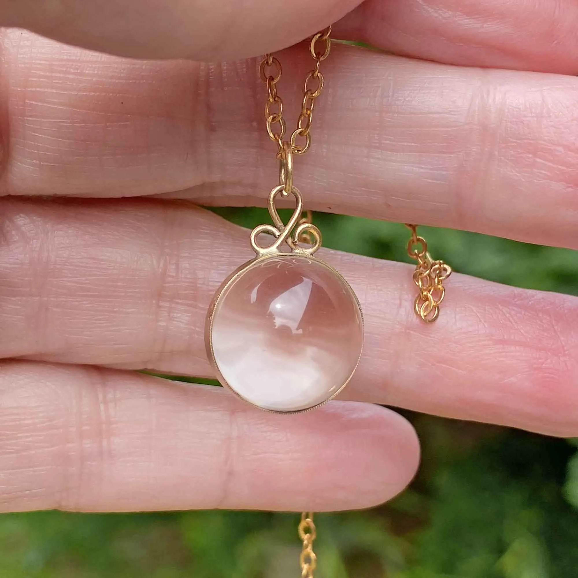 Rose Gold Rock Crystal Pools of Light Pendant