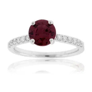 Round Garnet & Diamond Accented Ring