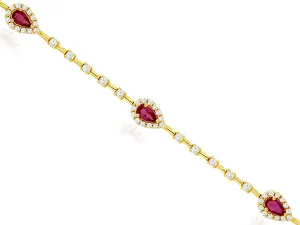 Ruby and Diamond Tennis Style Bracelet