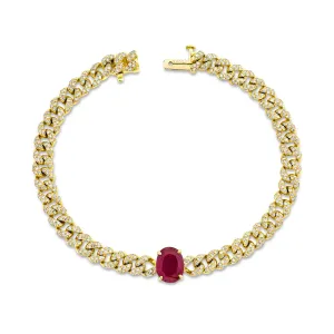 RUBY OVAL PAVE MINI LINK BRACELET