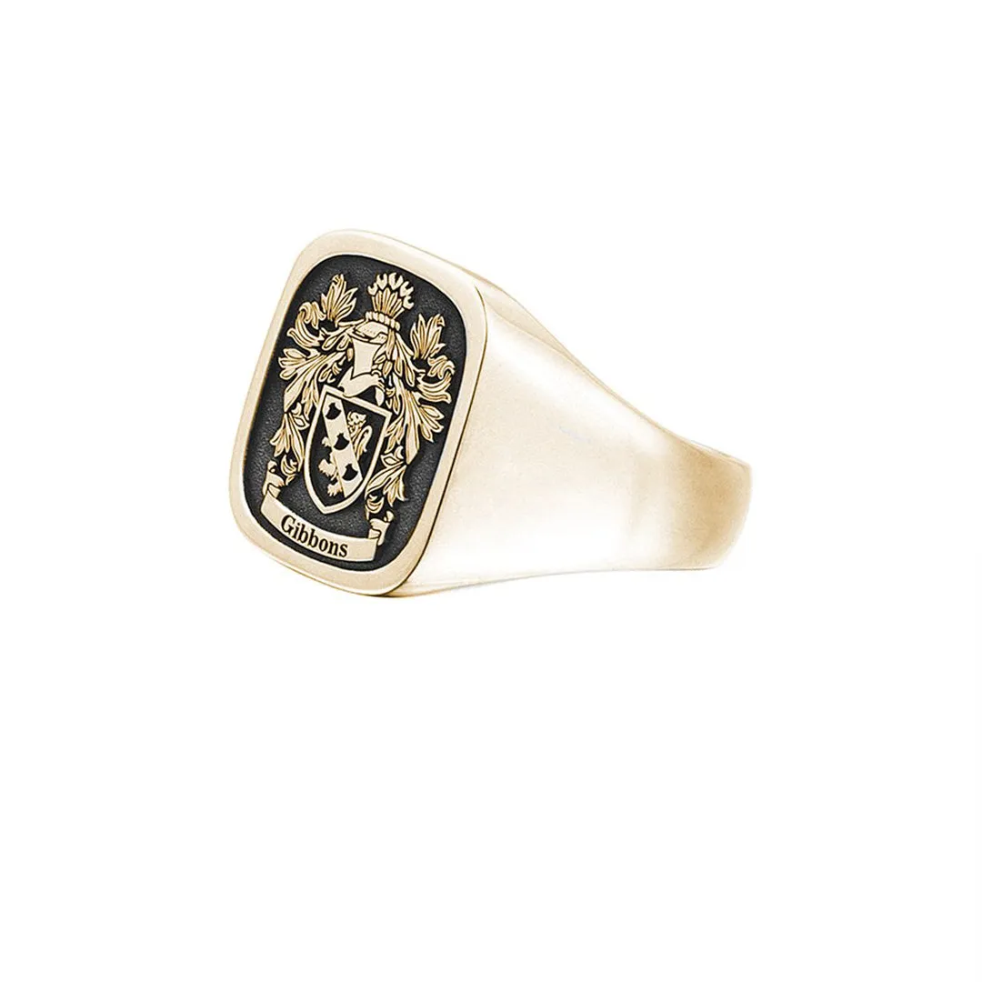 Signet Square Ring Base For Family Crest - Solid Gold