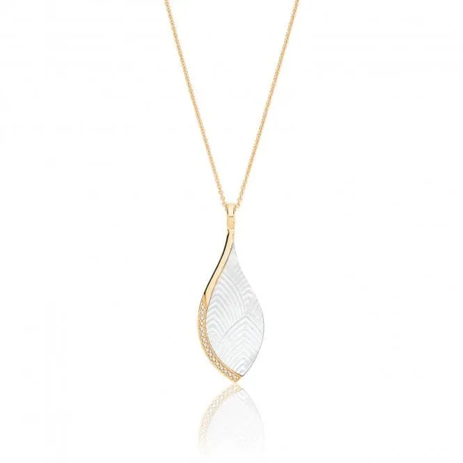 Silver & Co Gold Plated Mother of Pearl Pendant with Cubic Zirconia - SPG0073Y