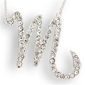 Silver Brass Chain Pendant with Top Grade Crystal in Clear for Women Style SNK07