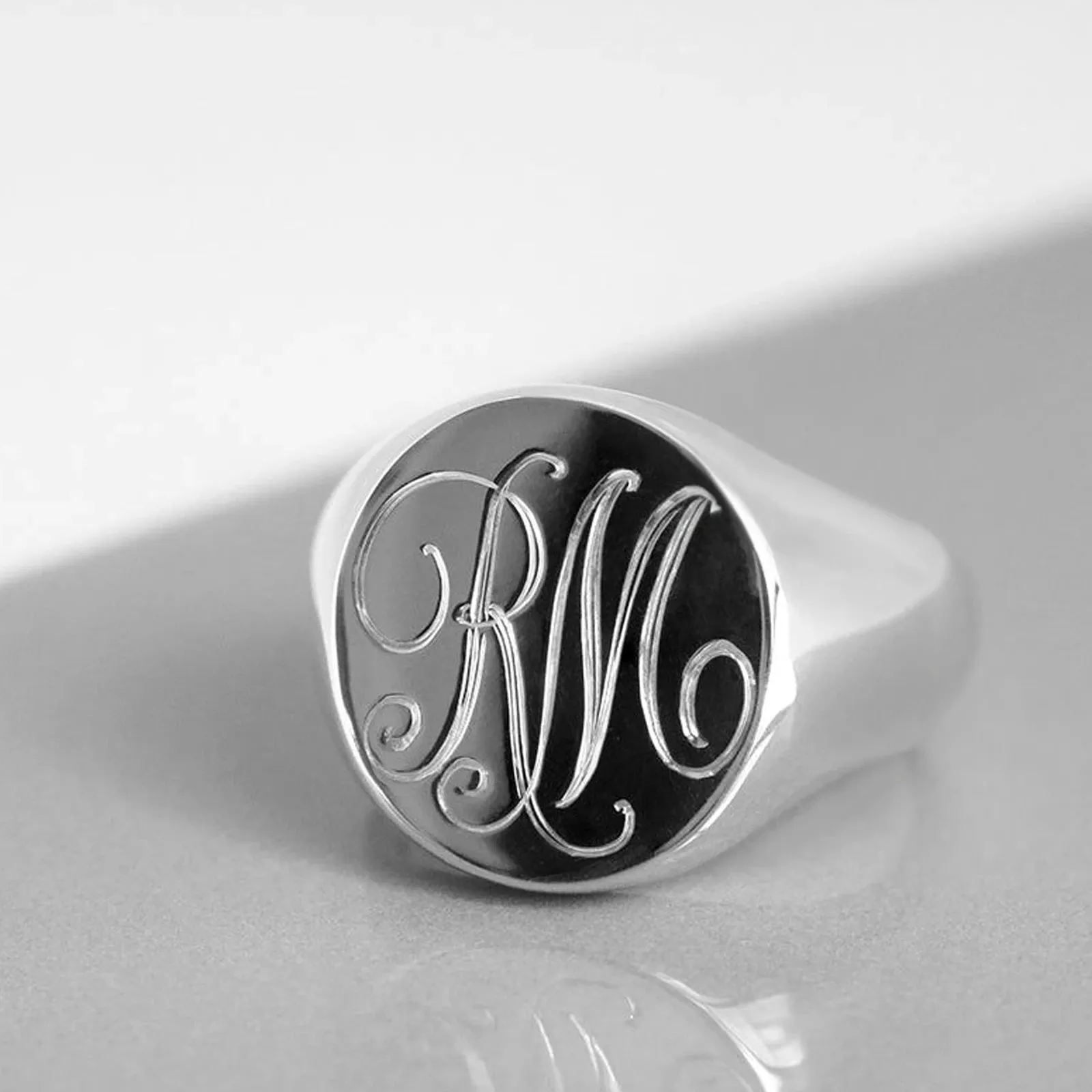 Silver Oval Signet Rings (3pcs)