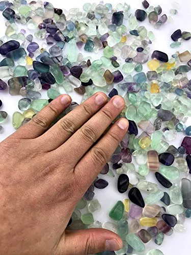 SNAKTOPIA Fluorite Tumbled Chips Stone Crushed Crystal Natural Quartz Pieces Irregular Shaped Stones About 0.2~0.5in Weight 0.74 ib (1 - Fluorite)