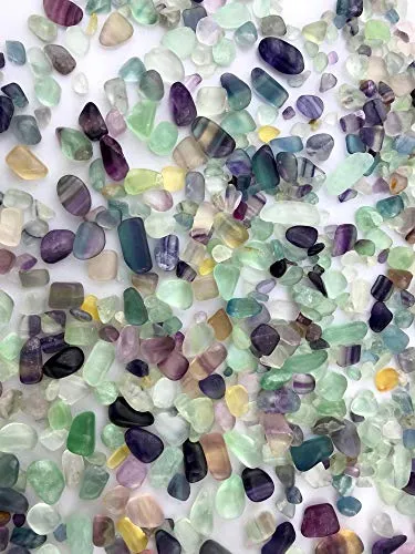 SNAKTOPIA Fluorite Tumbled Chips Stone Crushed Crystal Natural Quartz Pieces Irregular Shaped Stones About 0.2~0.5in Weight 0.74 ib (1 - Fluorite)