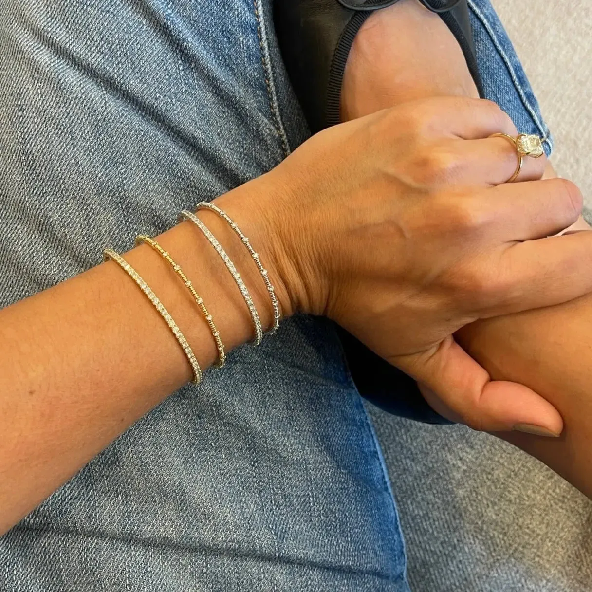 Spaced Diamond Flexible Bangle