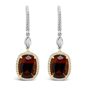 Spessartite Garnet & Diamond Earrings