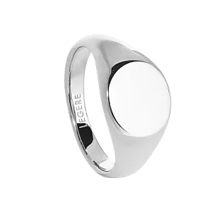 Stainless Steel Round Signet Ring  - Size 11