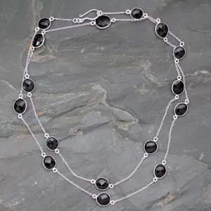 Sterling Silver and Smokey Quartz Station Necklace - Duduma Majesty | NOVICA