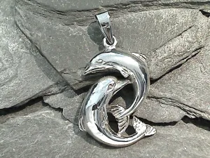 Sterling Silver Double Dolphin Pendant