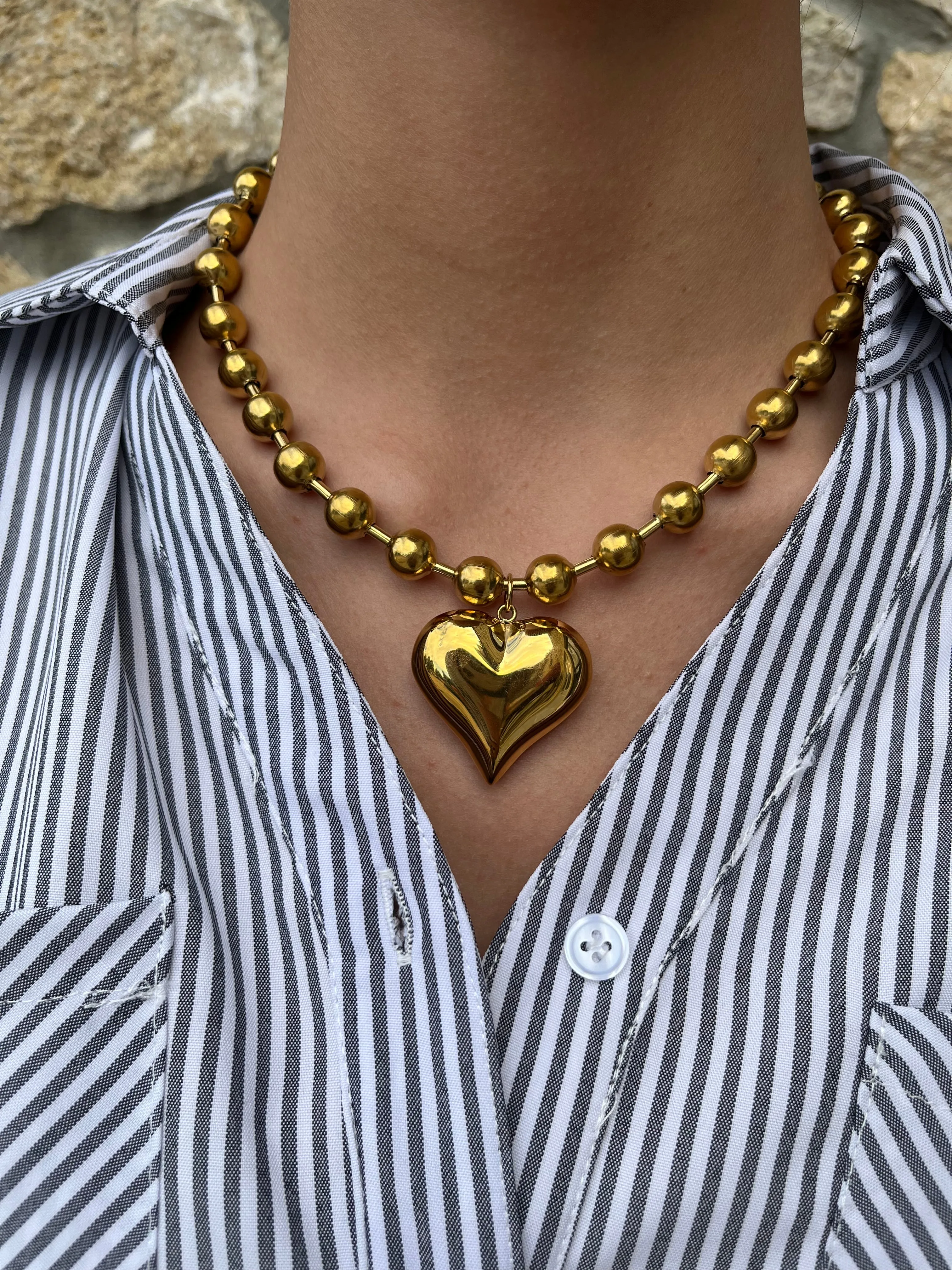 Tatum Gold Chunky Heart Necklace