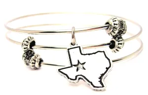 Texas Lone Star State Triple Style Expandable Bangle Bracelet