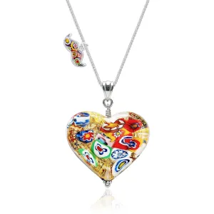 The Kiss Gold Double Heart Large Pendant