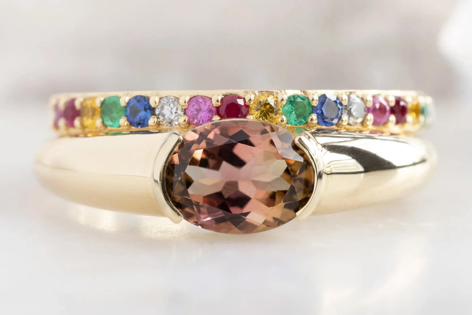 The Signet Ring with a 1.21ct Oval-Cut Bicolor Tourmaline