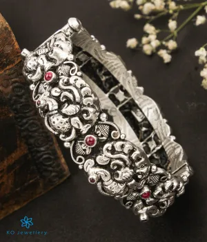 The Vrsala Silver Peacock Bracelet (Oxidised/Size 2.2/2.4/2.6/2.8)