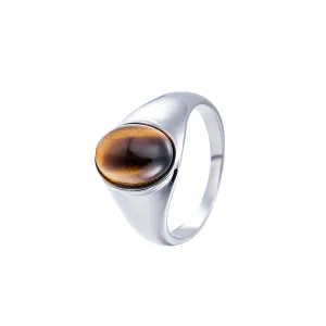 TIGER EYE OVAL STONE SIGNET RING