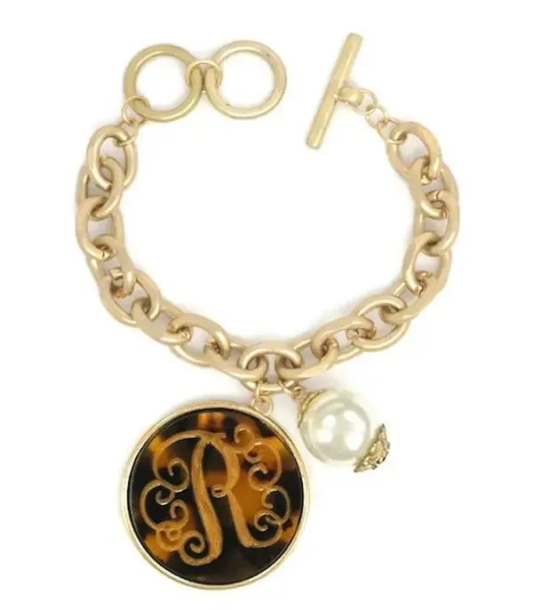 Tortoise Initial Charm Bracelet