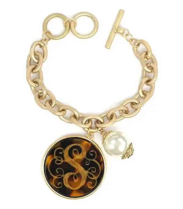 Tortoise Initial Charm Bracelet